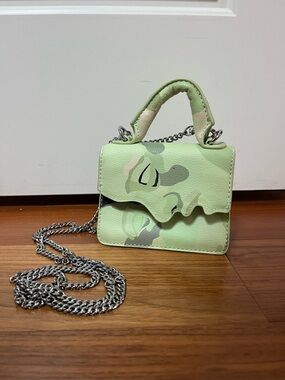 Kid Super Green Mini Kissing Bag - Crossbody Bag with Silver Chain Strap